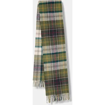 Šála Vlněná šála Barbour dámská, zelená barva, vzorovaná, LSC0477 78A, vel. ONE SIZE