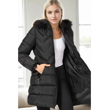 Z9759 DEWBERRY WOMEN'S COAT-BLACK dewberry černá 3455984