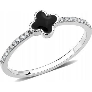 Prsten Prstýnek čtyřlístek černý FOSU ocel 316L velikost 11 12 13