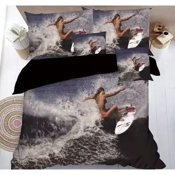 Povlečení BLACK FRIDAY 2025 ! SADA POVLEČENÍ S 3D EFEKTEM - SURFAŘKA 3. V AKCI - NA 2 POSTELE 140x200/70x90 cm + PROSTĚRADLO ZDARMA !