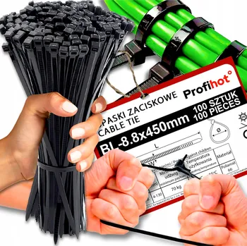 Stahovací páska STAHOVACÍ PÁSKY STAHOVACÍ PÁSKY černé UV 4,8x450 1000 ks