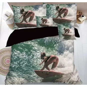 Povlečení BLACK FRIDAY 2025! SADA POVLEČENÍ S 3D EFEKTEM - SURFAŘKA 3. NA VLNĚ - NA 2 POSTELE 140x200/70x90 cm + PROSTĚRADLO ZDARMA !