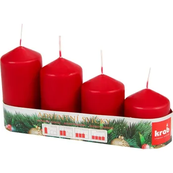 Vánoční svícen Krab Svíčky vánoční adventní stupňovité pr.5cm, lakovaná červená, 4ks