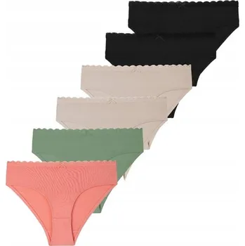 Dámské spodní prádlo DÁMSKÉ KALHOTKY KALHOTKY S KRAJKOVOU GUMOU BAVLNĚNÉ SADA 6 KS