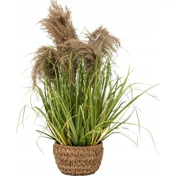 umělá květina UMĚLÁ TRÁVA V PLETENÉM KVĚTINÁČI, 80 CM, PRŮMĚR 23,3 CM