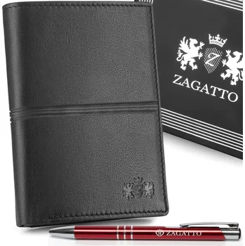 Peněženka Pánská kožená peněženka svislá černá klasická ochrana karet RFID ZAGATTO