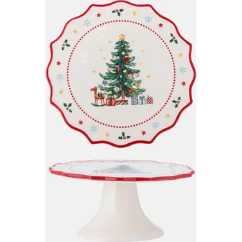 Bloomingville Naive keramický dortový podnos červený