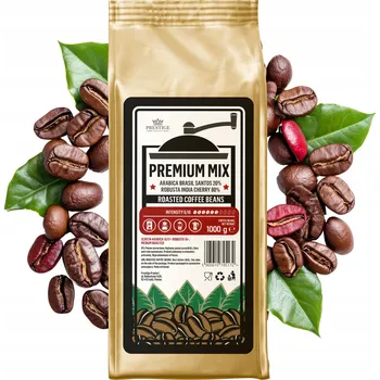 Káva Káva zrnková PREMIUM MIX 1 kg – Arabica Brasil Santos / Robusta India Cherry