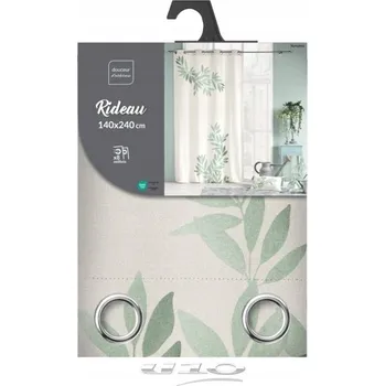 Obraz ZÁVĚS BAVLNĚNÝ BÍLÝ ZELENÝ MOTIV LISTŮ S KOLEČKY NYMPA 140x260