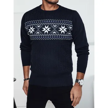 Pánský svetr Tmavě modrý pánský svetr s norským vzorem WX2277 Velikost: L