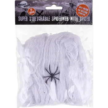 Karnevalový doplněk Funny Fashion Halloween bílá pavučina s černým pavoukem 20 g  