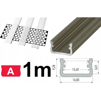LED osvětlení HLINÍKOVÝ PROFIL pro LED pásek 1M INOX s KRYTEM