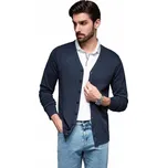 Pletený monochromatický pánský kardigan OM-SWCD-0126 V1, tmavě modrý, vel. L