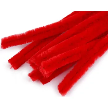 Chlupaté drátky na tvoření Ø10 mm délka 30 cm - červená (10 ks)