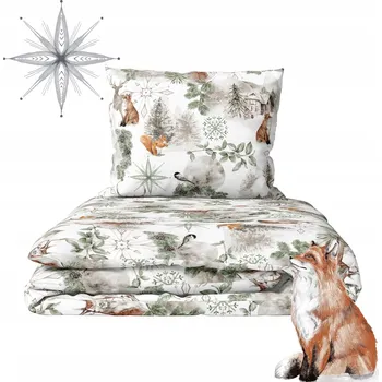 Povlečení Povlečení 160x200 2x70x80 VÁNOCE zima 140g/m2, Bavlna LAPONSKÁ ZELENÁ