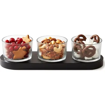 Sada na servírování, 4 díly – skleněné misky na podstavci