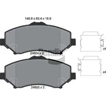 Brzdová destička Sada brzdových destiček, kotoučová brzda BENDIX Braking BPD1383