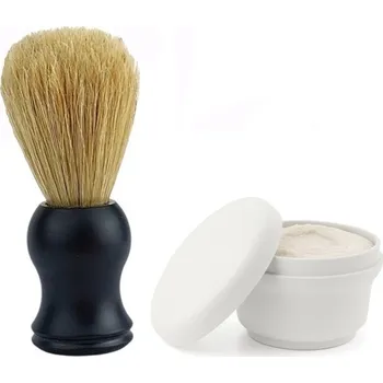 Štětka na holení s přírodním vlasem, mýdlo na holení, sada na holení