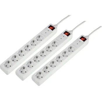 Elektrická zásuvka Sygonix 3xSY-5044446 zásuvková lišta s přepěťovou ochranou 6násobná bílá DE schuko zástrčka/zásuvky 1 sada
