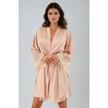 Dámský župan Saténový župan Marbella nude L - Dárková krabička