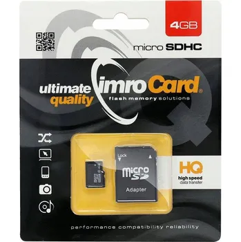 Paměťová karta Imro paměťová karta 4 GB microSDHC třída 10 + adaptér