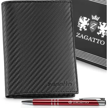 Peněženka Pánská kožená peněženka černá vertikální z pravé kůže s RFID ochranou ZAGATTO