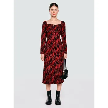 Dámské šaty ŠATY midi šaty BIG STAR viskózové, červeno-černé, Kiara 603 L