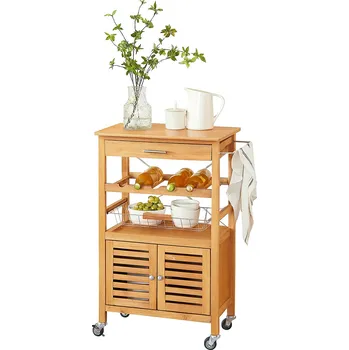 Servírovací stolek Servírovací stolek, kolečka, přírodní bambus, PORTOFINO