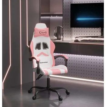 vidaXL Herní židle umělá kůže [3143896] Barva: bílá a růžová