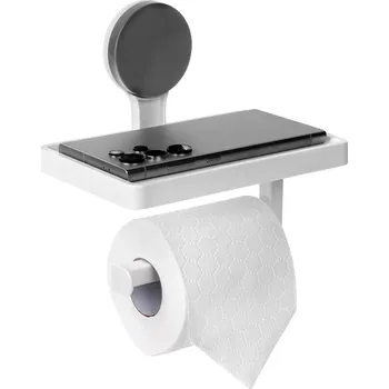 držák na toaletní papír s policí na přísavku