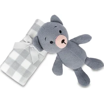 Dětská deka SVITAP sleepwell 2.jakost DĚTSKÝ SET - deka + medvídek pletený, šedý