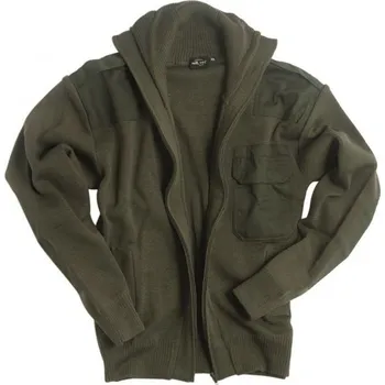 Pánský svetr MIL-TEC Svetr vlněný dlouhý zip s kapsou ZELENÝ ZELENÁ - OLIV 56