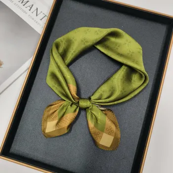 Šátek Hedvábný šátek olivovo-zlatý 53x53 cm v dárkovém balení, HEDVÁBNÝ SVĚT