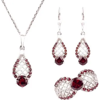 Souprava šperků granát souprava Set 205 (Set 205) Velikost: 55, povrchová úprava: rhodiované