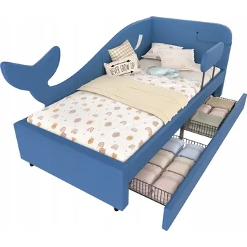 Postel Jednolůžková dřevěná postel Arhatreya 90x200 cm modrá