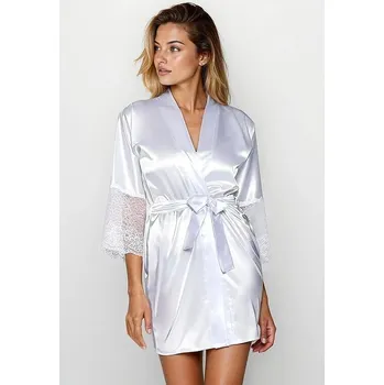Dámský župan Saténový župan Clarisse bílý XL - Dárková krabička