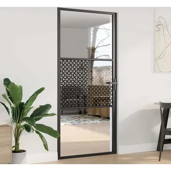 Interiérové dveře vidaXL Skleněné dveře Řezací Černá 76 x 3.5 x 201.5 cm Hliník [42012451]