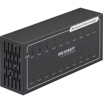 Mobilní telefon VOLTCRAFT UC-20C400W01 USB nabíječka, USB Power Delivery (USB-PD) , 20x USB-C®, 400 W, Dodávka energie, černá