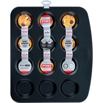 Obraz Forma na muffiny, košíčky, 12 ks PYREX, obdélníková GLIDE Ø 7 cm (36x31 cm vnější rozměr)