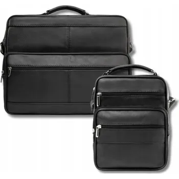 Pánská taška přes rameno a kožená pánská ledvinka dárková sada Abruzzo černá