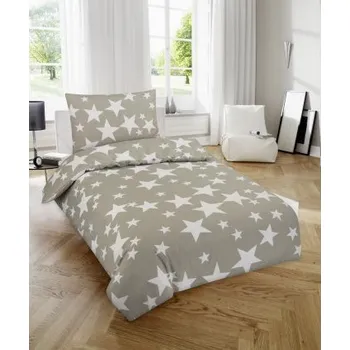 Povlečení Aaram Bavlněné povlečení STAR šedé 140x200 / 70x90