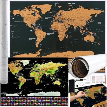Mapa světa - stírací s doplňky