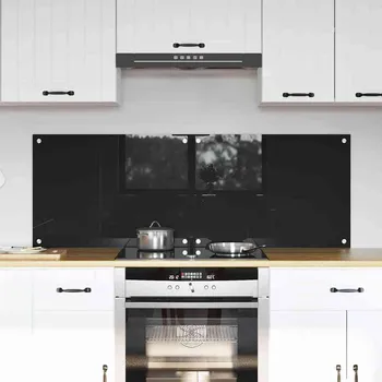 Obývací stěna vidaXL Kuchyňská zástěna 2 pcs Černá 70 x 50 cm tvrzené sklo [3415543]