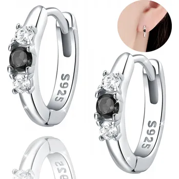 Náušnice stříbrné Náušnice 925 stříbrné kroužky STŘÍBRO kroužky se zirkony dámské Stříbrné