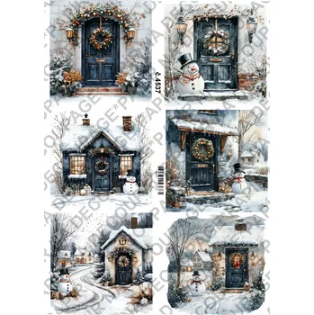 Umělecký papír Rýžový a soft papír na decoupage - Zimní zápraží - KB4537 Materiál: Soft, Rozměr: A4