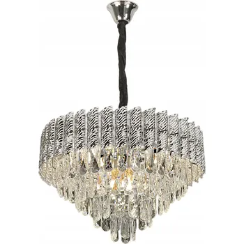 KŘIŠŤÁLOVÝ LUSTR ZÁVĚSNÉ STROPNÍ SVÍTIDLO CHROM E14 GLAMOUR OBÝVÁK 50CM