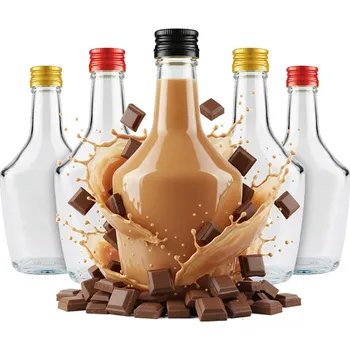 Obraz 5x skleněná láhev NADŠENEC / KONESER 250 ml na VODKU BIMBER SVATBA DÁREK