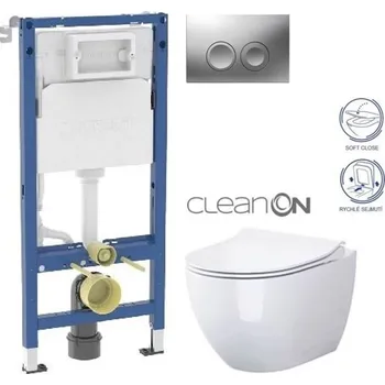 GEBERIT DuofixBasic s matným tlačítkem DELTA21 + WC CERSANIT ZEN CLEANON + SEDÁTKO 458.103.00.2 21MA HA1