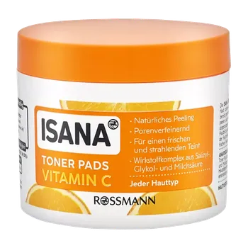 Přípravek na čištění pleti a oči ISANA Tonizační polštářky s vitaminem C 60 ks