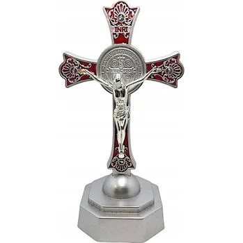 Vánoční dekorace Plastový stojící LED kříž 19 Cm Červený 2079C